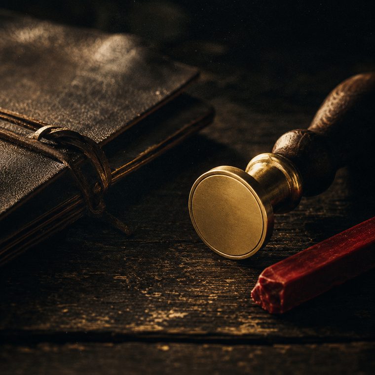 Mosiężna pieczęć i lak — legalne domknięcie wdrożenia
